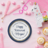 Pensioenpartij Modern Navy Blue, White & Gold Papieren Bordje (Feest)