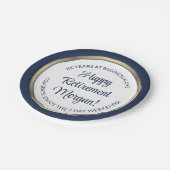 Pensioenpartij Modern Navy Blue, White & Gold Papieren Bordje (Gekanteld)