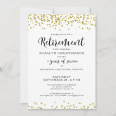 Pensioenpartij Modern Script Gold Confetti Kaart (Voorkant)