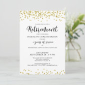 Pensioenpartij Modern Script Gold Confetti Kaart (Staand voorkant)