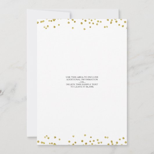 Pensioenpartij Modern Script Gold Confetti Kaart (Achterkant)