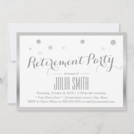 Pensioenpartij Modern Silver Confetti Stippen Kaart