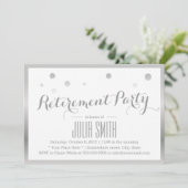 Pensioenpartij Modern Silver Confetti Stippen Kaart (Staand voorkant)