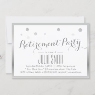 Pensioenpartij Modern Silver Confetti Stippen Kaart