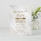 Pensioenpartij Modern Silver Gold Elegant Linen Kaart (Staand voorkant)