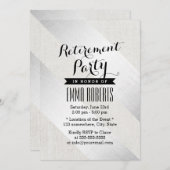 Pensioenpartij Modern Silver Stripes Faux Linen Kaart (Voorkant / Achterkant)