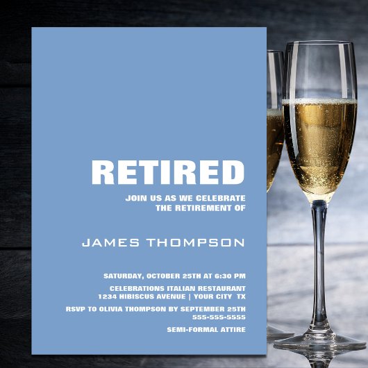 Pensioenpartij Modern Simple Dusty Blue White Kaart