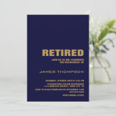 Pensioenpartij Modern Simple Navy Blue en Gold Kaart (Staand voorkant)