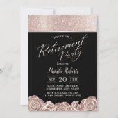 Pensioenpartij Moderne Roos Gold Foil Flowers Kaart (Voorkant)