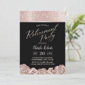 Pensioenpartij Moderne Roos Gold Foil Flowers Kaart (Staand voorkant)