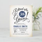 Pensioenpartij - Navy Blue White Kaart (Staand voorkant)