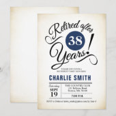 Pensioenpartij - Navy Blue White Kaart (Voorkant / Achterkant)