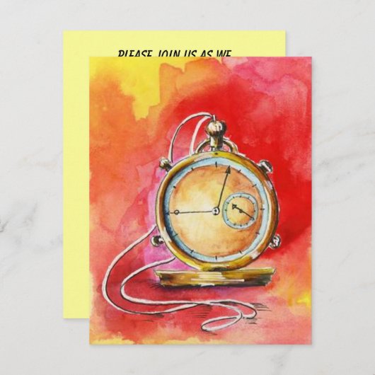 Pensioenpartij nodigt Gold Pocket Watch uit! Kaart (Voorkant / Achterkant)