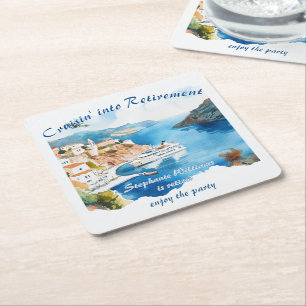 Pensioenpartij op cruisebestemming Griekenland Kartonnen Onderzetters