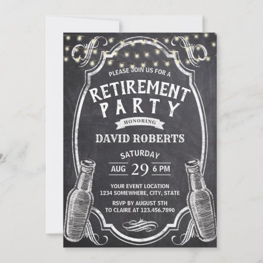 Pensioenpartij op het bord van Cheers Beer Rustic  Kaart (Voorkant)