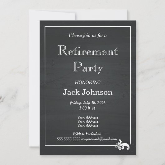 Pensioenpartij op het Chalkboard Kaart (Voorkant)