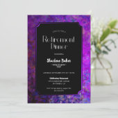 Pensioenpartij Paars en zwart diner Kaart (Staand voorkant)