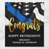 Pensioenpartij politie accepteert een blauwe lijn wijn etiket (Enkel label)