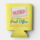 Pensioenpartij postpostale postbeambte in ruste blikjeskoeler (Achterkant)