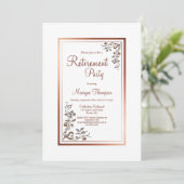 Pensioenpartij Roos Gold Floral Border Kaart (Staand voorkant)