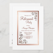 Pensioenpartij Roos Gold Floral Border Kaart (Voorkant / Achterkant)