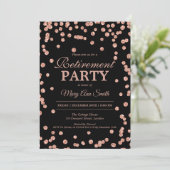 Pensioenpartij Roos Gold Glitter Confetti Kaart (Staand voorkant)