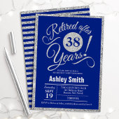 Pensioenpartij - Royal Blue Silver Invitation Kaart