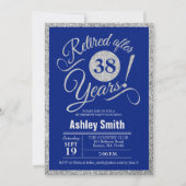 Pensioenpartij - Royal Blue Silver Invitation Kaart (Voorkant)
