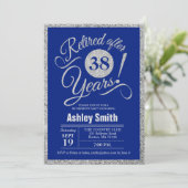 Pensioenpartij - Royal Blue Silver Invitation Kaart (Staand voorkant)