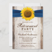 Pensioenpartij Rustic Barn Wood Sunflower Ribbon Kaart (Voorkant)