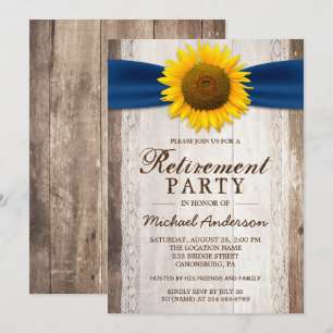 Pensioenpartij Rustic Barn Wood Sunflower Ribbon Kaart