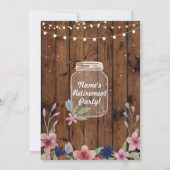 Pensioenpartij Rustic Jar Wood Floral Invite Kaart (Achterkant)