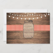 Pensioenpartij Rustic Jar Wood Red Gingham Foto Kaart (Achterkant)
