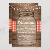 Pensioenpartij Rustic Jar Wood Red Gingham Kaart (Voorkant / Achterkant)