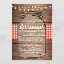 Pensioenpartij Rustic Jar Wood Red Gingham Kaart