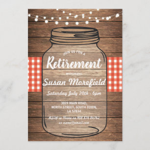 Pensioenpartij Rustic Jar Wood Red Gingham Kaart