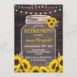Pensioenpartij Rustic Jar Wood Sunflower Invite Kaart