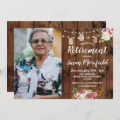 Pensioenpartij Rustic Jars Hood Floral Foto Kaart (Voorkant / Achterkant)