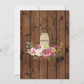 Pensioenpartij Rustic Jars Wood Floral Invite Kaart (Achterkant)