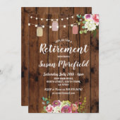 Pensioenpartij Rustic Jars Wood Floral Invite Kaart (Voorkant / Achterkant)