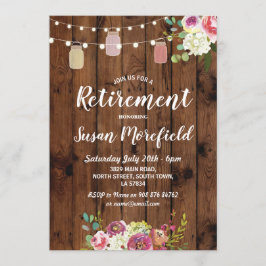 Pensioenpartij Rustic Jars Wood Floral Invite Kaart