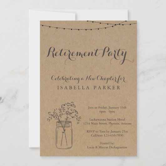 Pensioenpartij | Rustic Kraft Paper Kaart (Voorkant)
