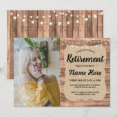 Pensioenpartij Rustic Remoe Wood Burlap Foto Kaart (Voorkant / Achterkant)