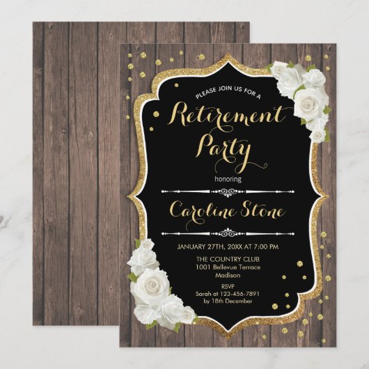 Pensioenpartij - Rustige houtwitte rozen Kaart (Voorkant / Achterkant)