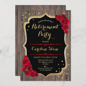 Pensioenpartij - Rustige rode houtrozen Kaart (Voorkant / Achterkant)