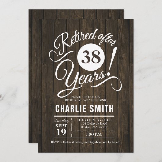 Pensioenpartij - Rustisch Hout White Kaart (Voorkant / Achterkant)