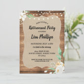 Pensioenpartij Rustische Witte Bloemen Hout Burlap Kaart (Staand voorkant)