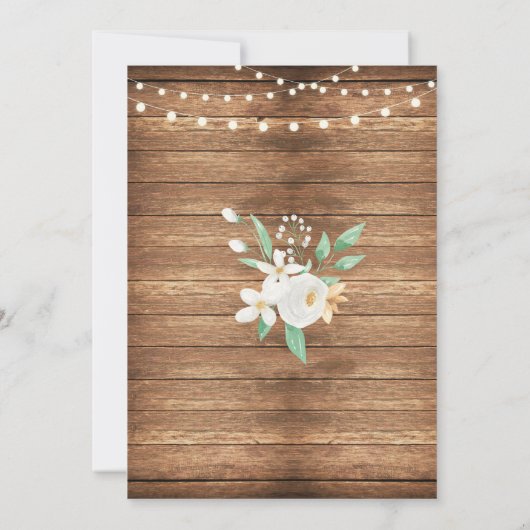 Pensioenpartij Rustische Witte Bloemen Hout Burlap Kaart (Achterkant)