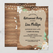 Pensioenpartij Rustische Witte Bloemen Hout Burlap Kaart (Voorkant / Achterkant)