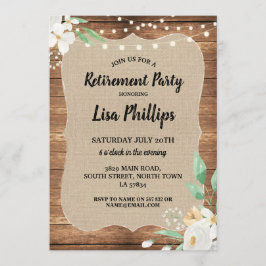 Pensioenpartij Rustische Witte Bloemen Hout Burlap Kaart